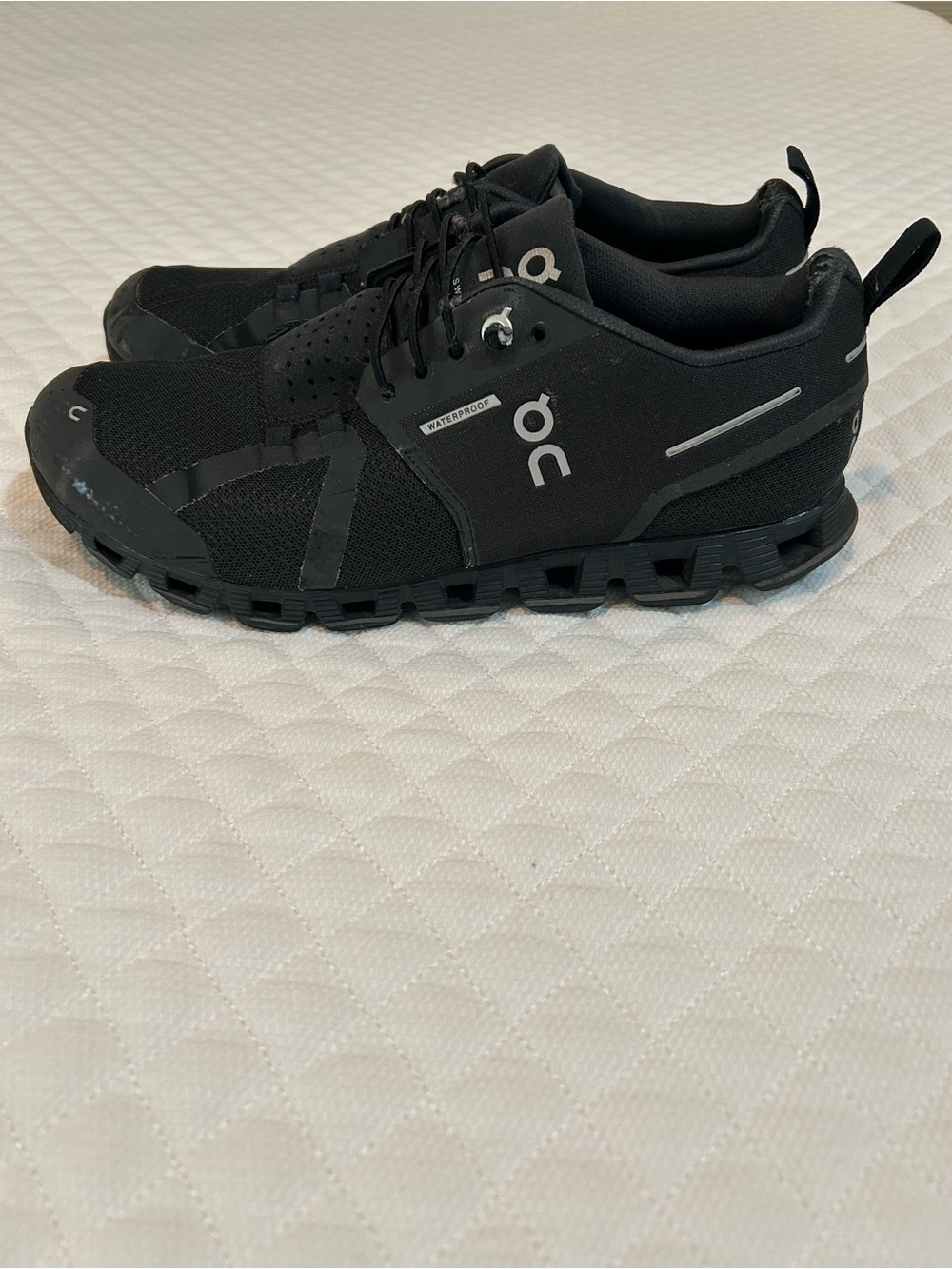 On Cloud Women’s Waterproof Running Sneakers - Black with Reflective Accents